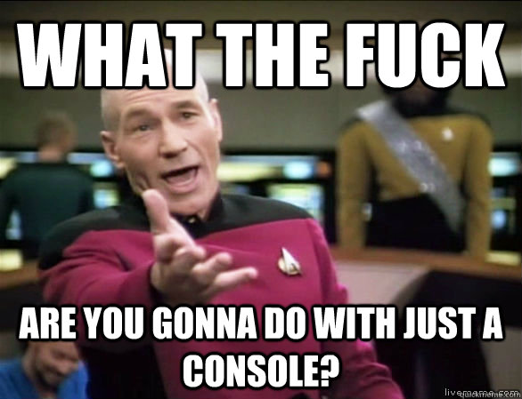 what the fuck are you gonna do with just a console?  Annoyed Picard HD