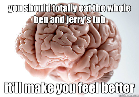 you should totally eat the whole ben and jerry's tub it'll make you feel better   Scumbag Brain
