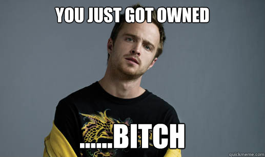 You Just Got Owned ......bitch  Jesse Pinkman Loves the word Bitch