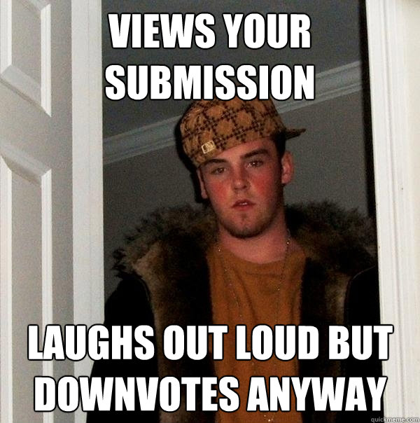 views your  submission laughs out loud but downvotes anyway - views your  submission laughs out loud but downvotes anyway  Scumbag Steve