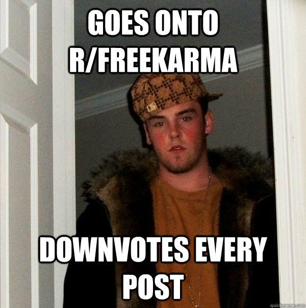 goes onto r/freekarma downvotes every post - goes onto r/freekarma downvotes every post  Scumbag Steve