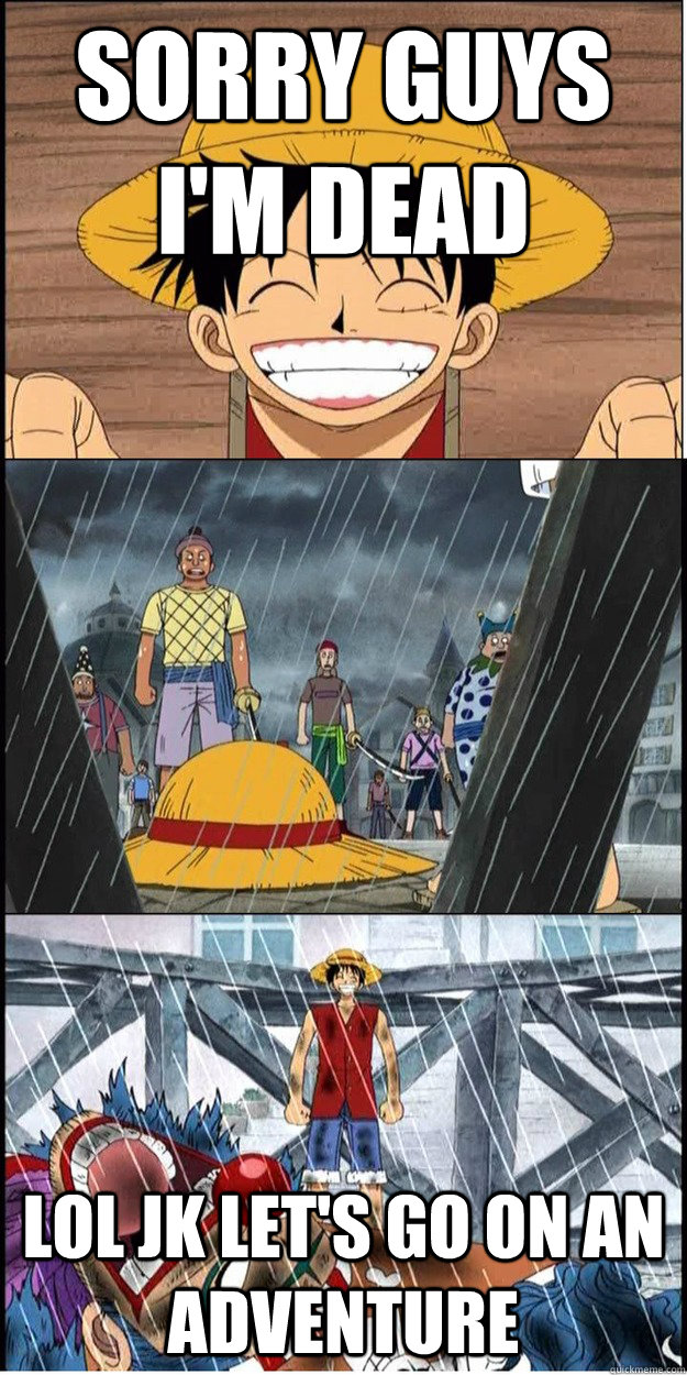 Sorry guys I'm dead Lol jk let's go on an adventure - Sorry guys I'm dead Lol jk let's go on an adventure  Luffy Meme