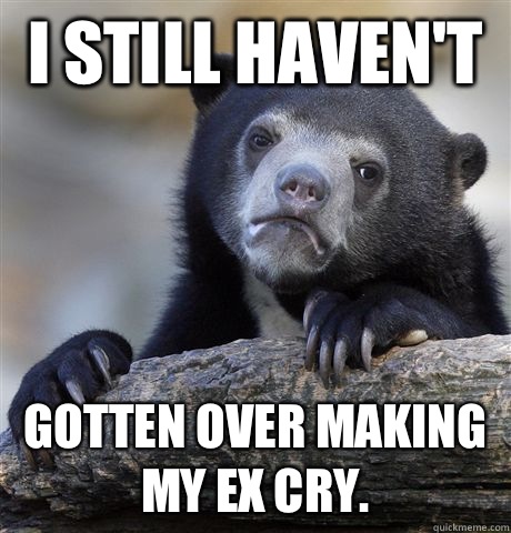 I still haven't  Gotten over making my ex cry.  Confession Bear