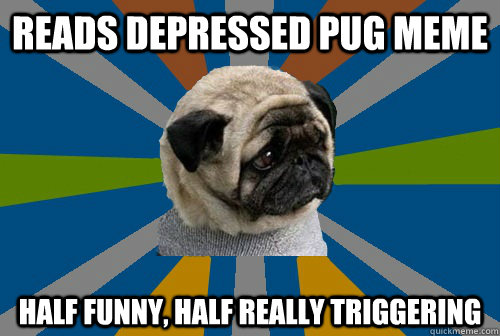 Reads depressed pug meme Half funny, half really triggering  Clinically Depressed Pug