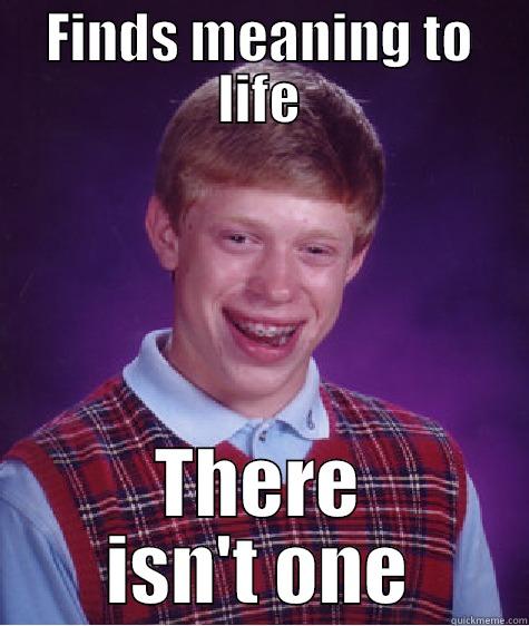 FINDS MEANING TO LIFE THERE ISN'T ONE Bad Luck Brian