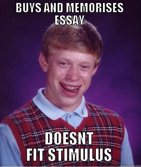 BUYS AND MEMORISES ESSAY DOESN'T FIT STIMULUS Bad Luck Brian