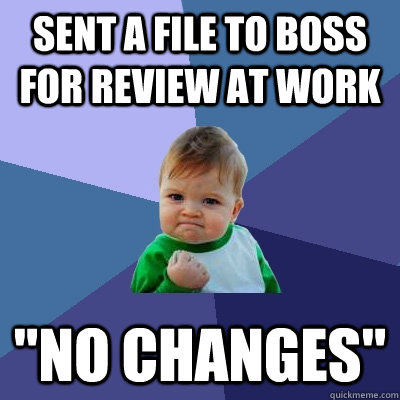 Sent a file to boss for review at work 