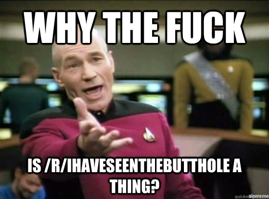 Why the fuck is /r/Ihaveseenthebutthole a thing?  Annoyed Picard HD