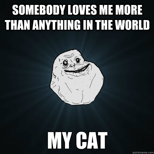 somebody loves me more than anything in the world my cat  Forever Alone