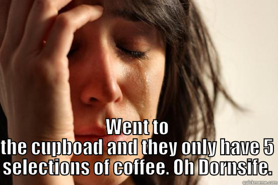  WENT TO THE CUPBOAD AND THEY ONLY HAVE 5 SELECTIONS OF COFFEE. OH DORNSIFE. First World Problems