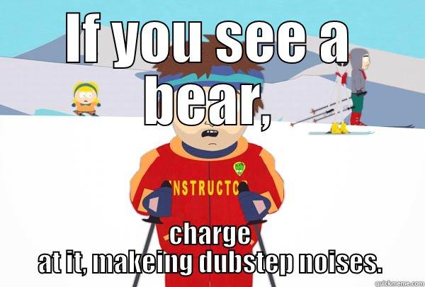 IF YOU SEE A BEAR, CHARGE AT IT, MAKEING DUBSTEP NOISES. Super Cool Ski Instructor