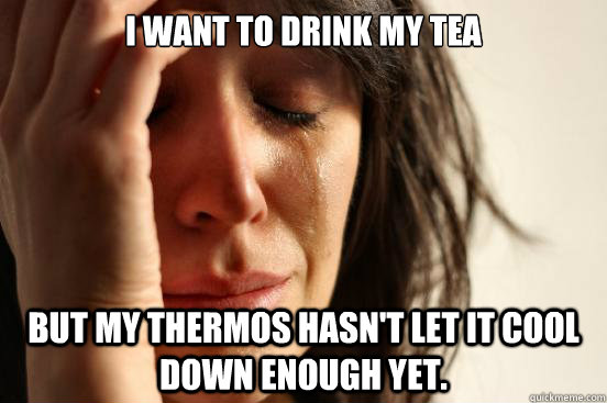 I want to drink my tea but my thermos hasn't let it cool down enough yet.  First World Problems