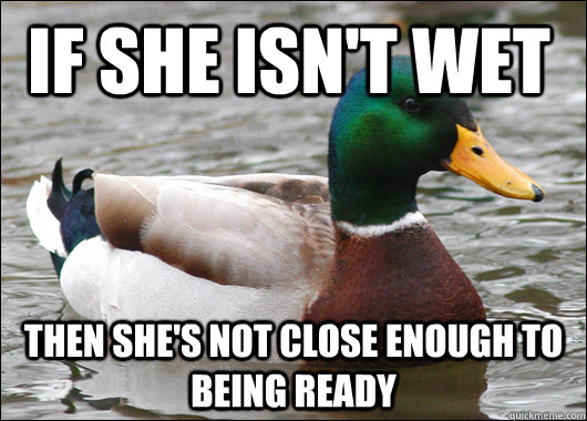 If she isn't wet then she's not close enough to being ready  Actual Advice Mallard