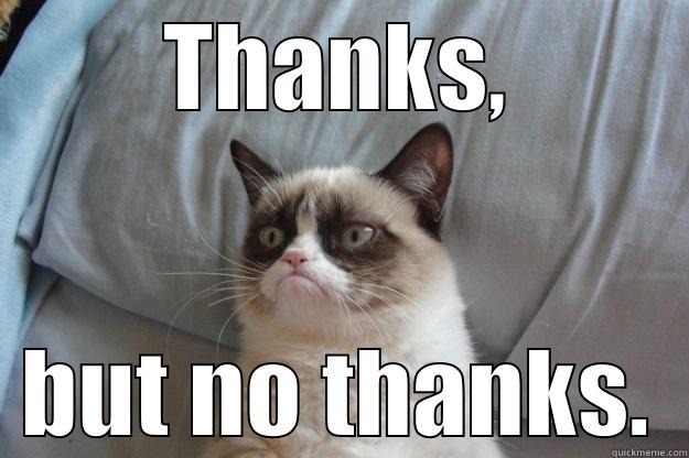 No thanks - THANKS, BUT NO THANKS. Grumpy Cat