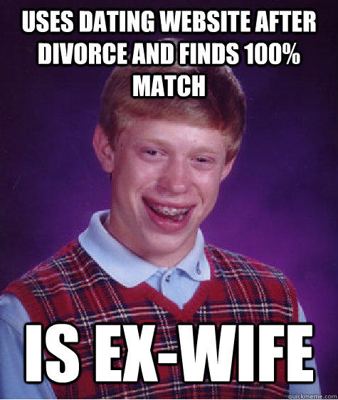 Uses dating website after divorce and finds 100% match is ex-wife - Uses dating website after divorce and finds 100% match is ex-wife  Bad Luck Brian