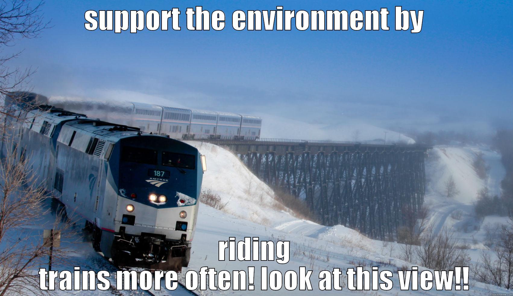 train meme - SUPPORT THE ENVIRONMENT BY RIDING TRAINS MORE OFTEN! LOOK AT THIS VIEW!! Misc