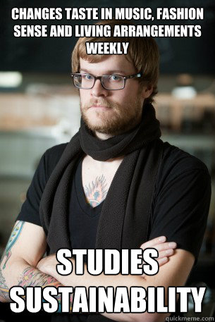 changes taste in music, fashion sense and living arrangements weekly studies sustainability  Hipster Barista