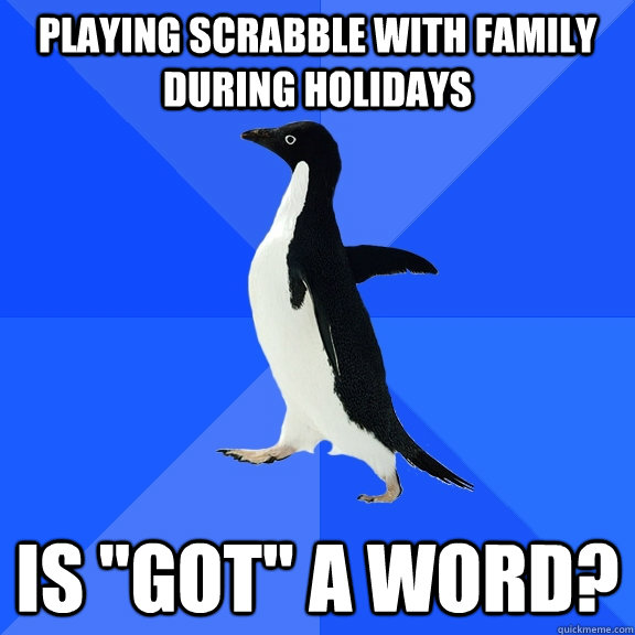 playing scrabble with family during holidays is 