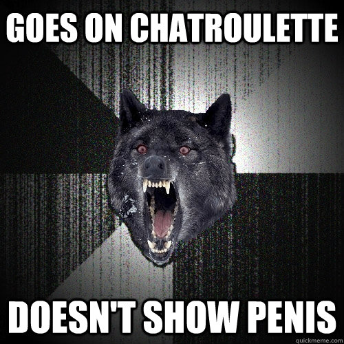 goes on chatroulette Doesn't show penis  Insanity Wolf