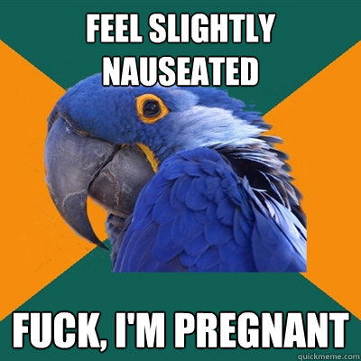 feel slightly nauseated fuck, i'm pregnant  Paranoid Parrot
