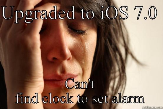 UPGRADED TO IOS 7.0  CAN'T FIND CLOCK TO SET ALARM First World Problems