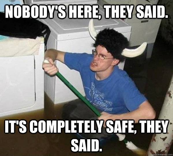Nobody's here, they said. It's completely safe, they said.  They said