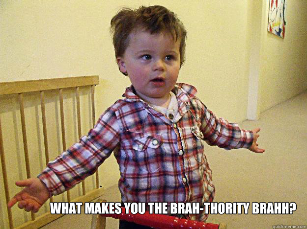 WHAT MAKES YOU THE BRAH-THORITY BRAHH?  Come at me bro