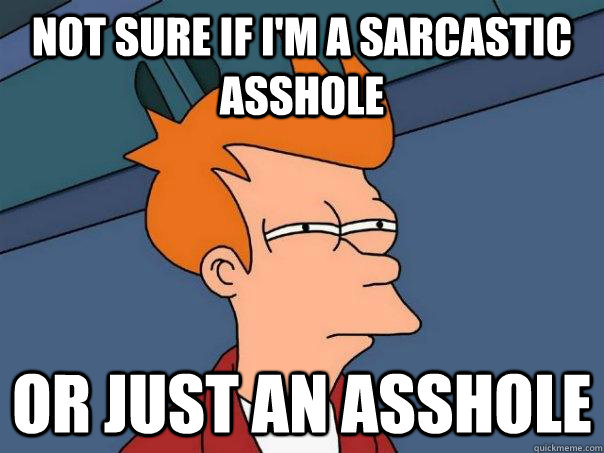 not sure if i'm a sarcastic asshole or just an asshole - not sure if i'm a sarcastic asshole or just an asshole  Futurama Fry
