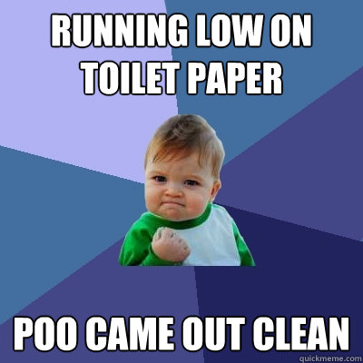 running low on toilet paper poo came out clean - running low on toilet paper poo came out clean  Success Kid