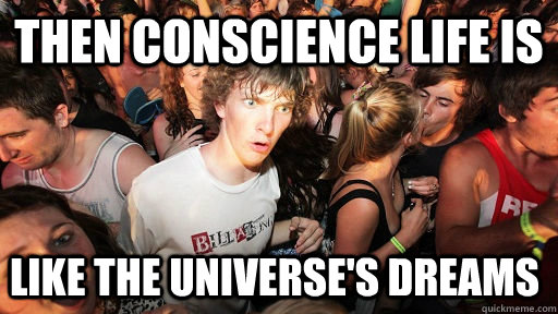 Then conscience life is like the universe's dreams  Sudden Clarity Clarence