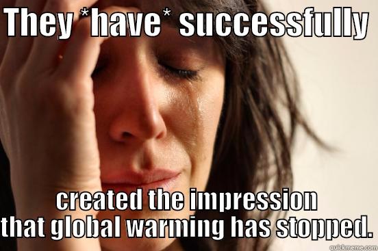 THEY *HAVE* SUCCESSFULLY  CREATED THE IMPRESSION THAT GLOBAL WARMING HAS STOPPED. First World Problems
