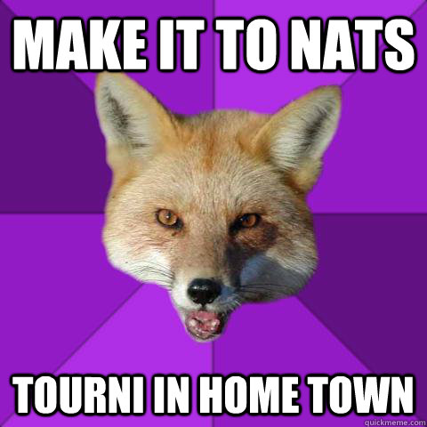 Make it to nats tourni in home town  Forensics Fox