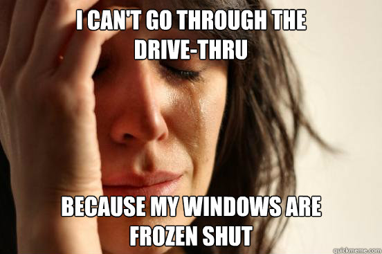 I can't go through the 
drive-thru because my windows are 
frozen shut  First World Problems