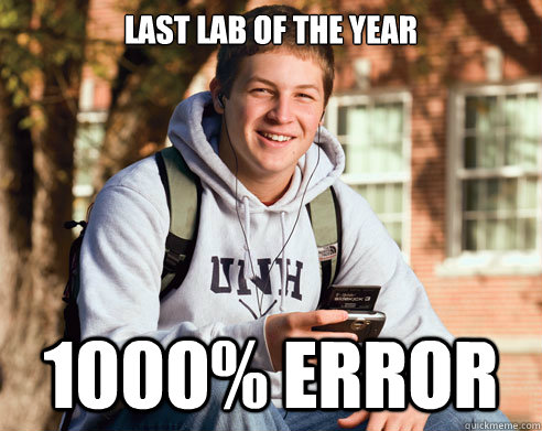 Last lab of the year 1000% error  College Freshman