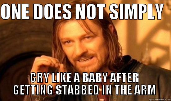 ONE DOES NOT SIMPLY   CRY LIKE A BABY AFTER GETTING STABBED IN THE ARM Boromir