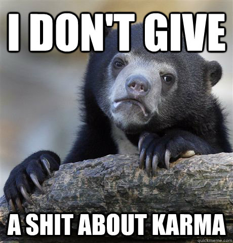 I don't give a shit about karma - I don't give a shit about karma  Confession Bear