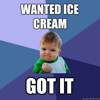 Wanted ice cream Got it  Success Kid
