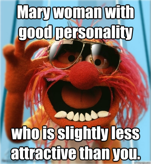 Mary woman with good personality  who is slightly less attractive than you.  Advice Animal