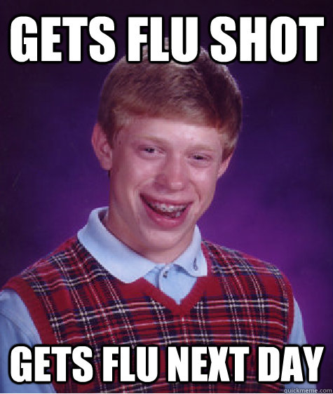 Gets Flu Shot Gets Flu next day  Bad Luck Brian