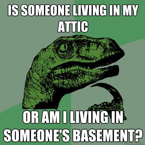 Is someone living in my attic or am I living in someone's basement?  Philosoraptor