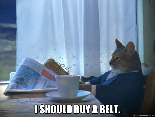  I should buy a belt.  The One Percent Cat