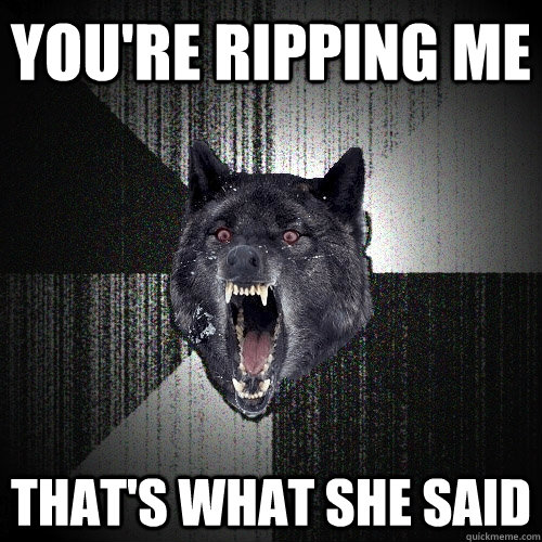 you're ripping me that's what she said  Insanity Wolf