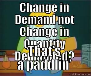 quantity demanded? - CHANGE IN DEMAND NOT CHANGE IN QUANTITY DEMANDED? THAT’S A PADDLIN’ Paddlin Jasper
