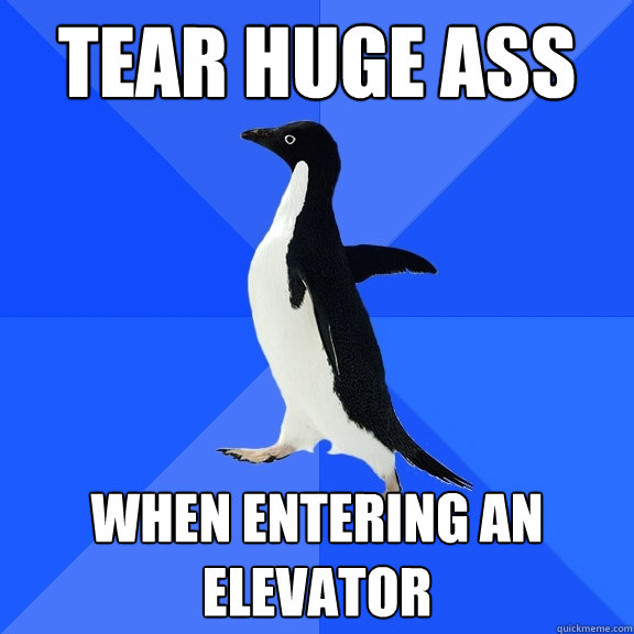 tear huge ass when entering an elevator  Socially Awkward Penguin