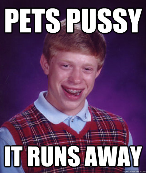 Pets pussy IT runs away  Bad Luck Brian