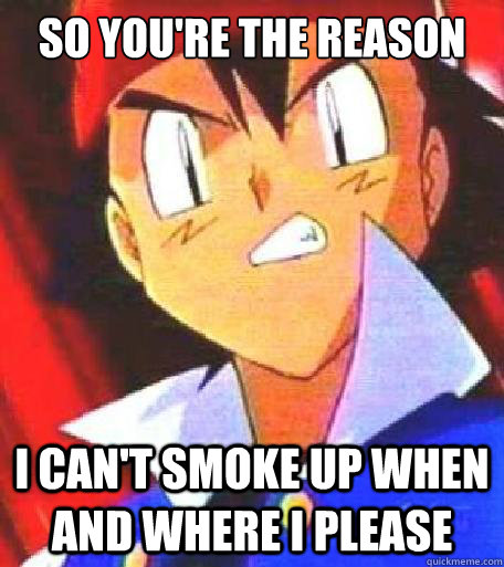 SO You're the reason I can't smoke up when and where I please  