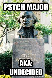 Psych major aka: undecided  Ironic GWU