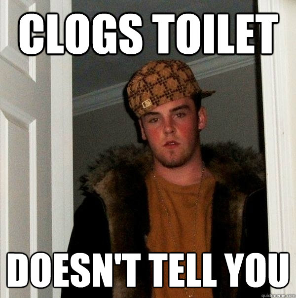 Clogs toilet doesn't tell you  Scumbag Steve