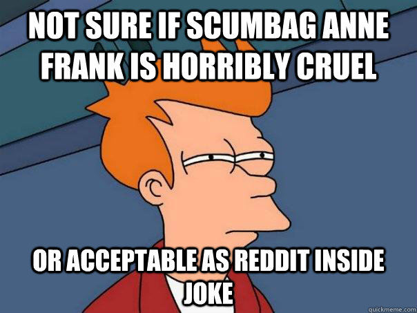 Not sure if Scumbag Anne Frank is horribly cruel or Acceptable as reddit inside joke  Futurama Fry