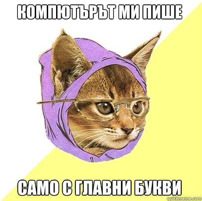 компютърът ми пише само с главни букви  Hipster Kitty